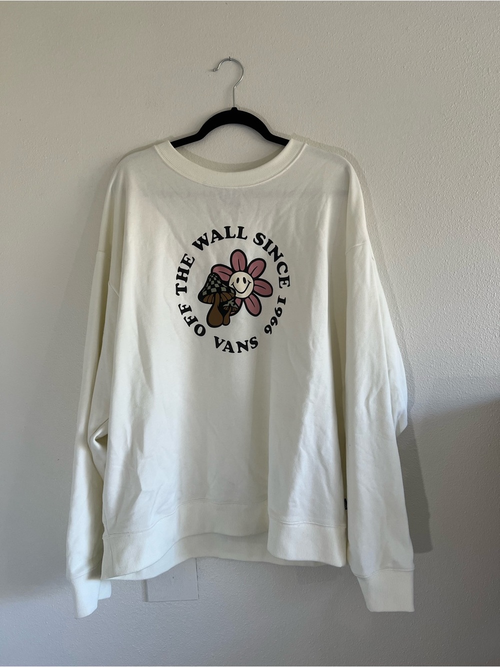 Vans Cream Crewneck with Floral Logo